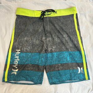 Hurley Men's Phantom 38W Boardshorts Surf Shorts Neon Green - Green ,Blk, Blue